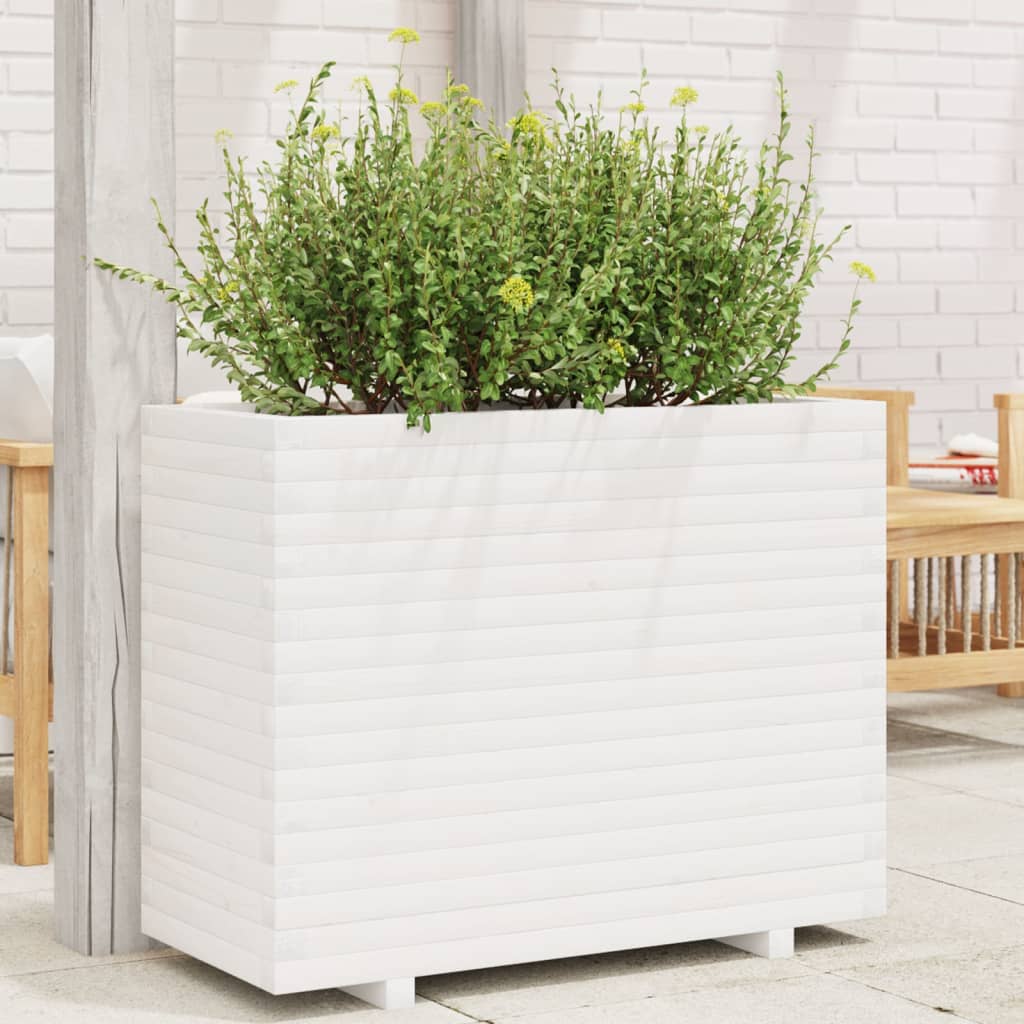 Jardinière en pin blanc massif 90x40x72 cm v7657 Vetonek