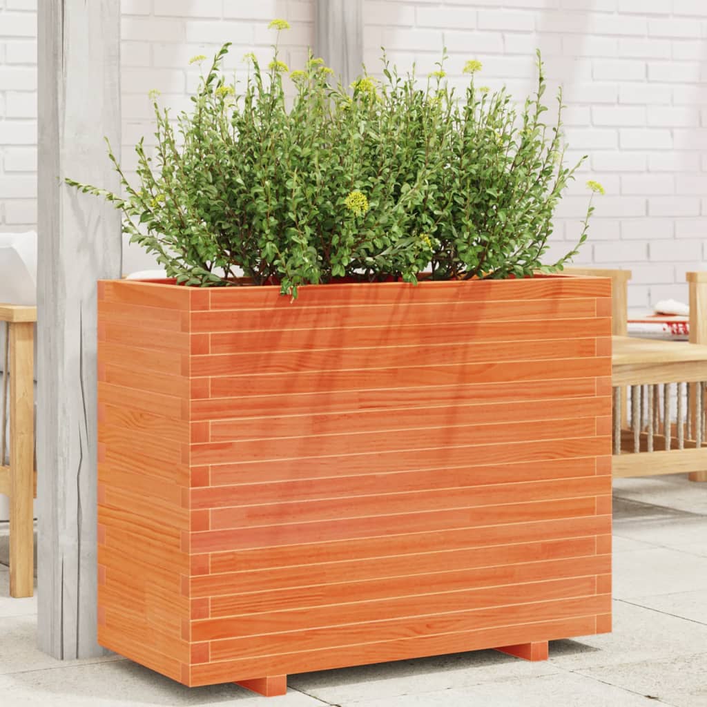 Vetonek Jardinera madera maciza de pino marrón cera 90x40x72 cm