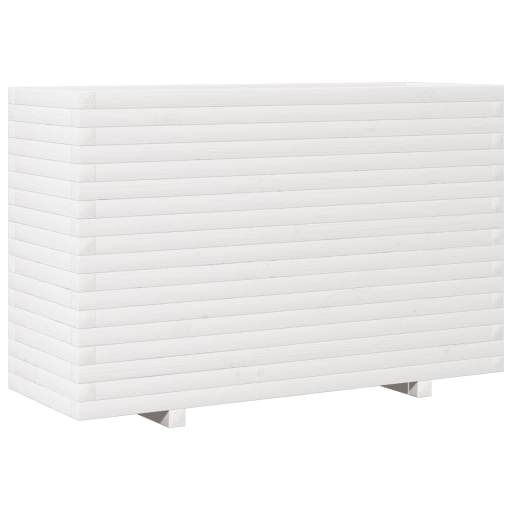 Jardinera de madera maciza de pino blanca 110x40x72 cm V7701 Vetonek