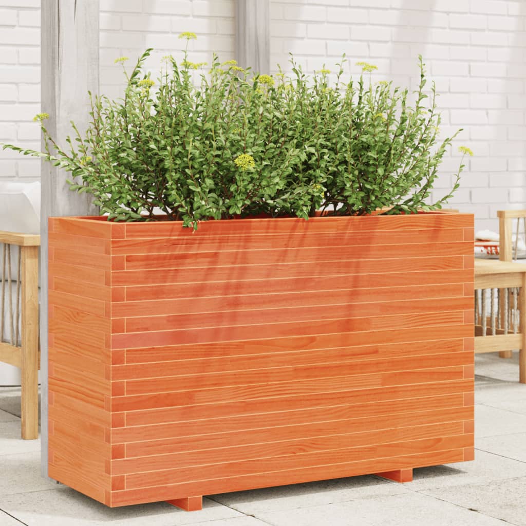 Vetonek Jardinera madera maciza de pino marrón cera 110x40x72 cm