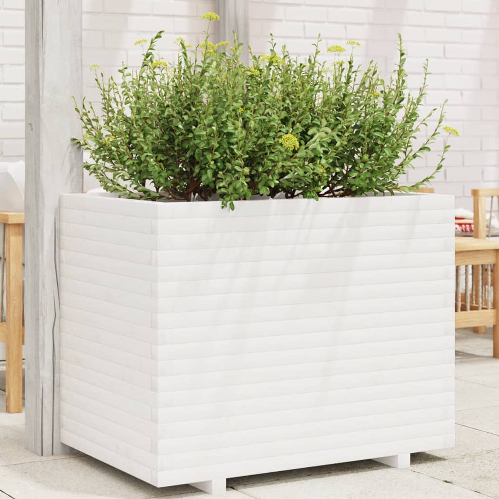 Vetonek Jardinera de madera maciza de pino blanca 90x60x72 cm