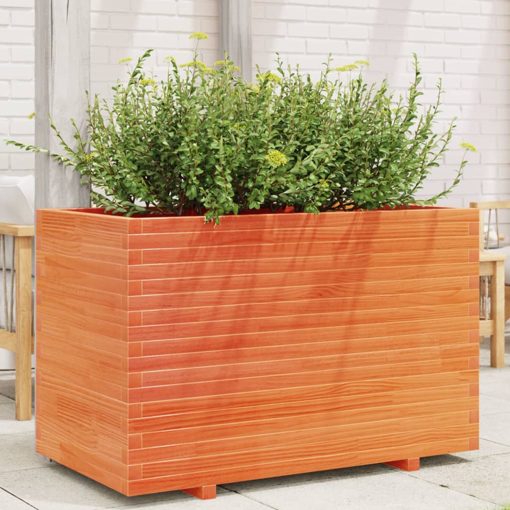 Vetonek Jardinera madera maciza de pino marrón cera 110x60x72 cm