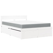 Cama com gavetas e colchão em madeira maciça de pinho branco 120x190 cm V8159 Vetonek