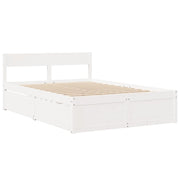 Cama com gavetas e colchão em madeira maciça de pinho branco 120x190 cm V8159 Vetonek
