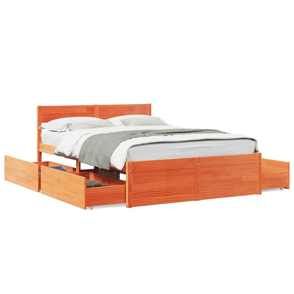 Vetonek Estructura de cama sin colchón madera maciza marrón 120x190 cm