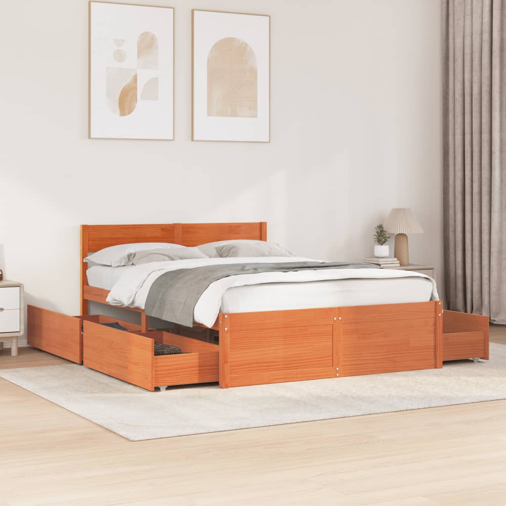 Estructura de cama sin colchón madera maciza marrón 120x190 cm v2606 Vetonek