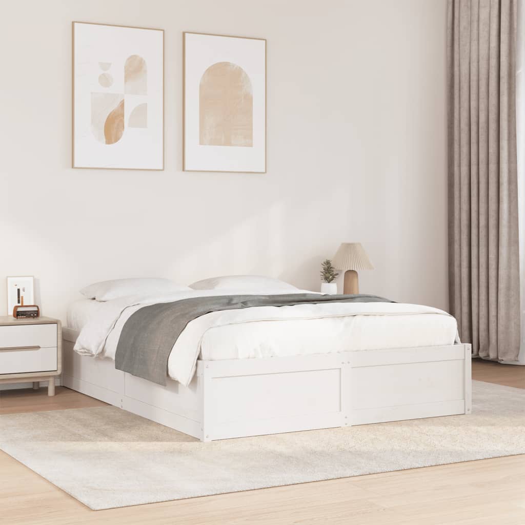 Vetonek Estructura de cama sin colchón madera de pino blanca 140x190 cm