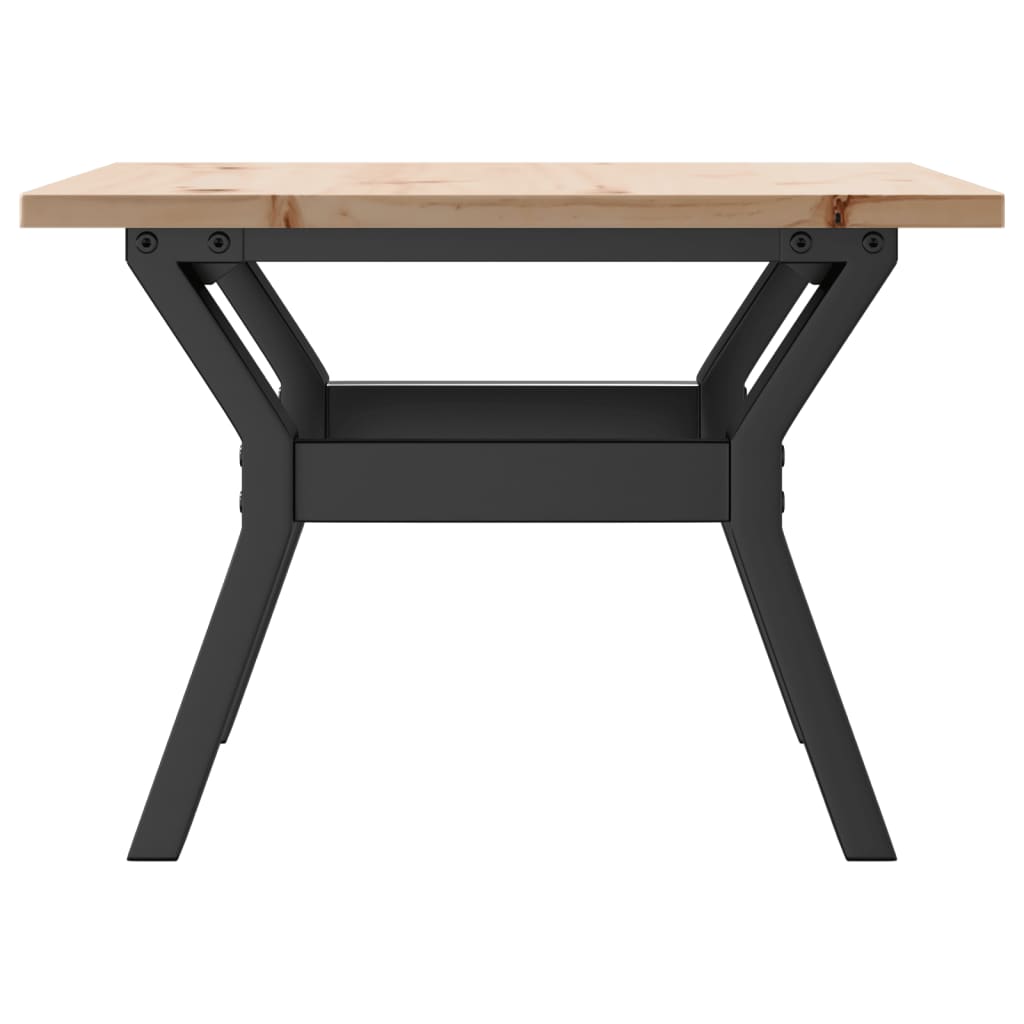 Mesa de centro marco Y madera maciza pino y acero 50x50x35 cm V4396 Vetonek