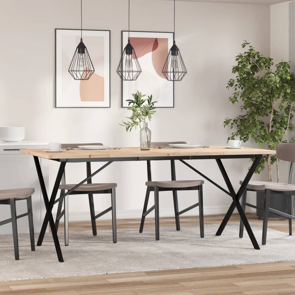 Cadre Table Cadre x Pin en bois massif acier 180x90x75.5 cm