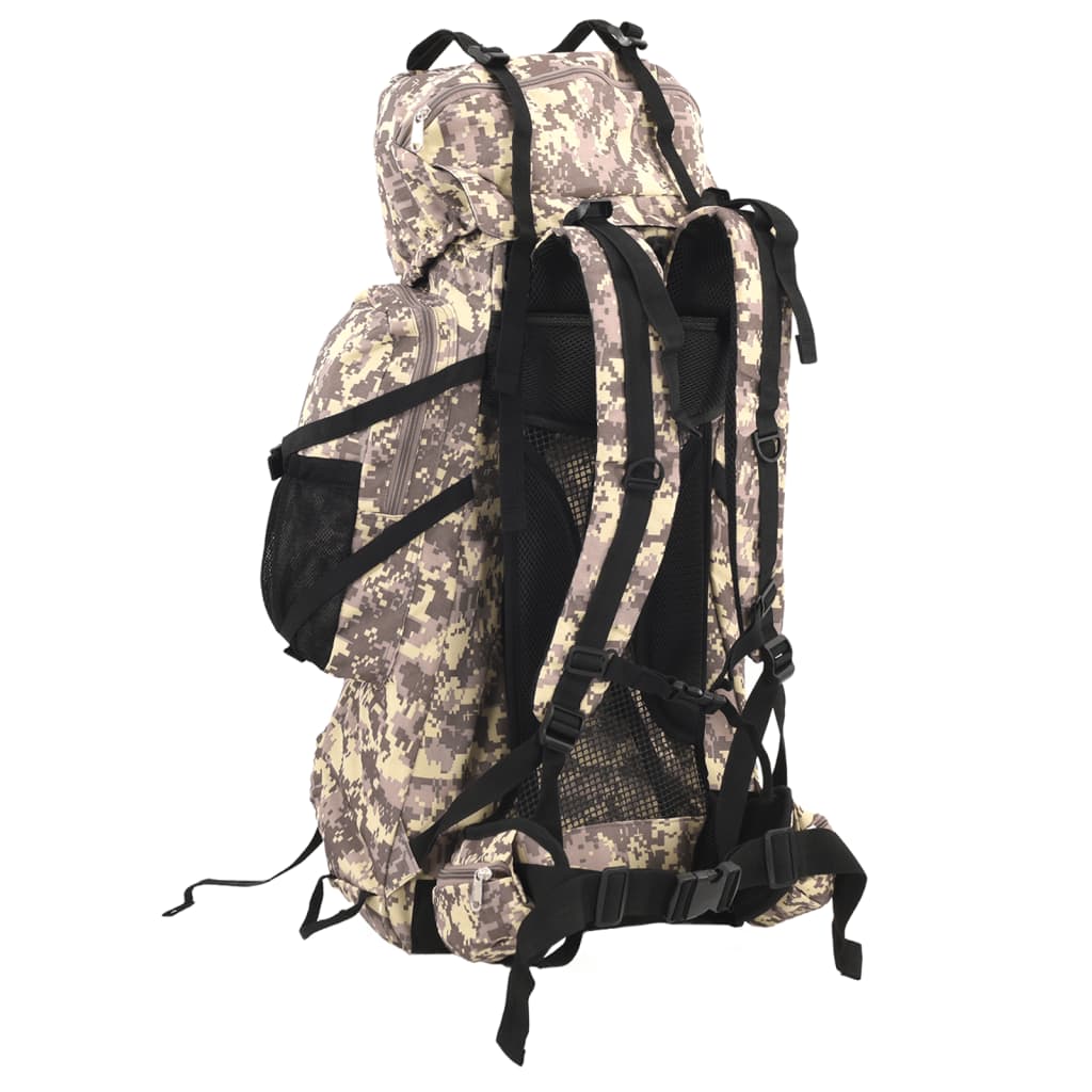 Mochila de senderismo tela oxford marrón camuflaje 80 l