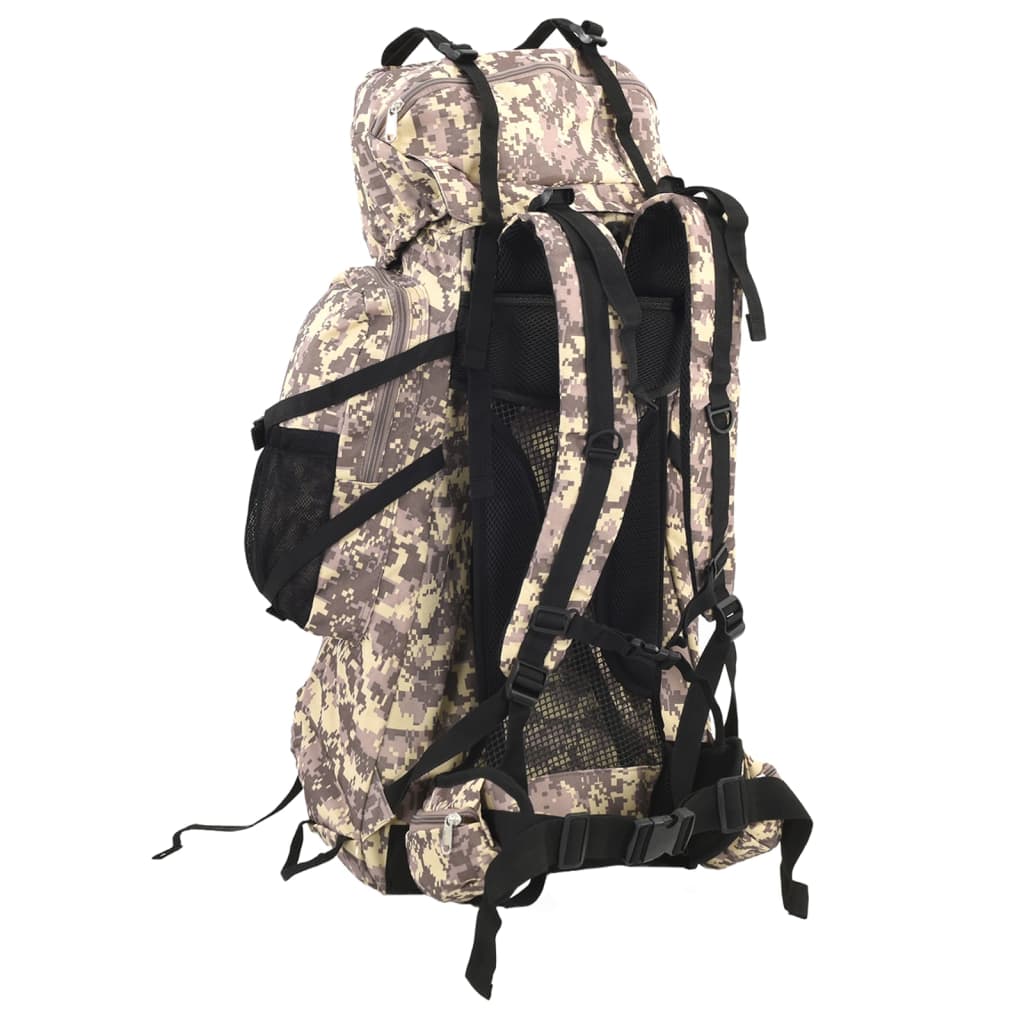 Mochila de senderismo tela oxford marrón camuflaje 100 l