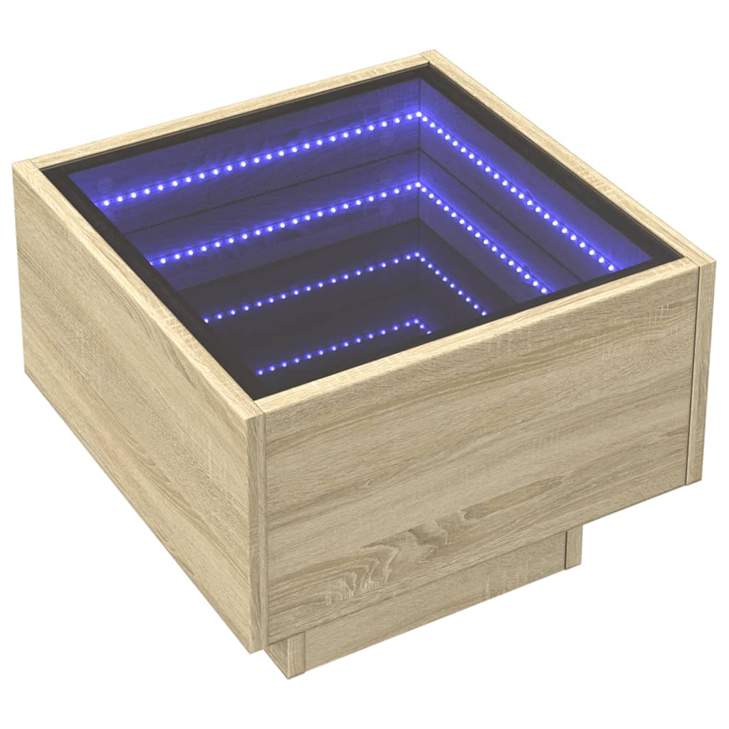 Mesa auxiliar con LED madera sintetizada Nexus roble Sonoma 40x40x30cm - Vetonek