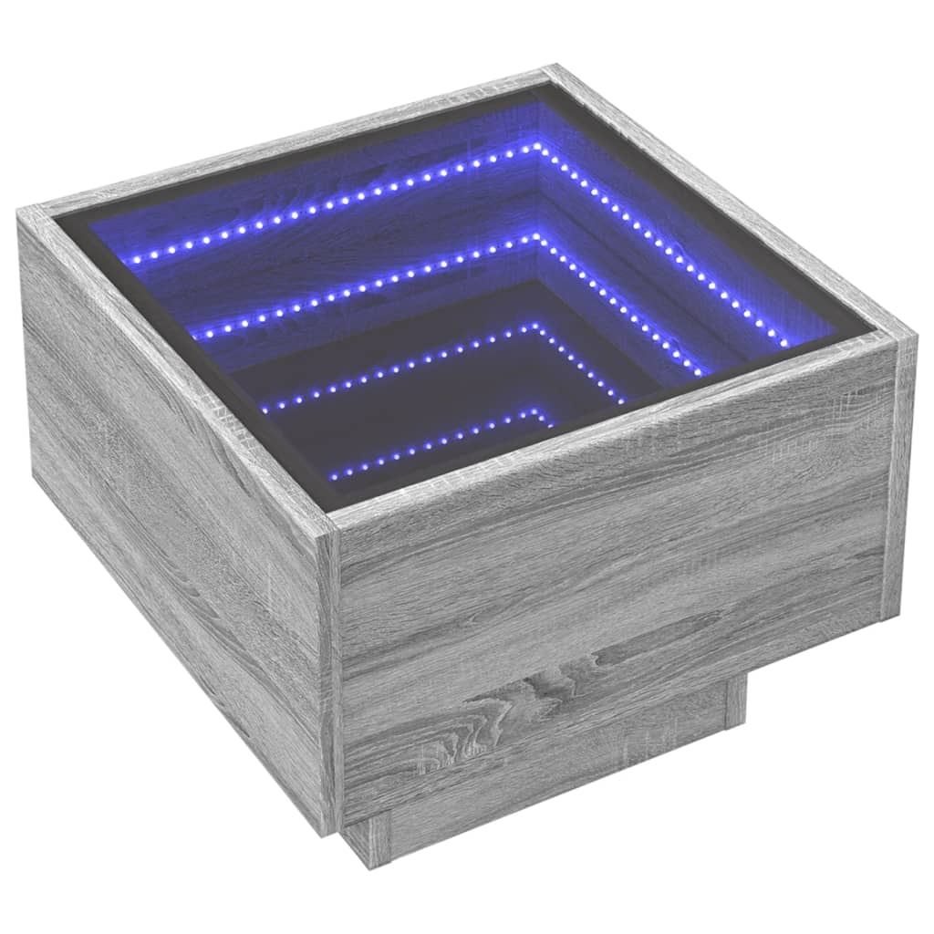 Mesa auxiliar con LED madera sintetizada Nexus gris Sonoma 40x40x30cm - Vetonek