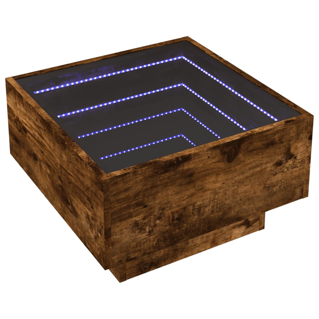 Mesa de centro y LED madera sintetizada Nexus roble ahumado 50x50x30cm - Vetonek