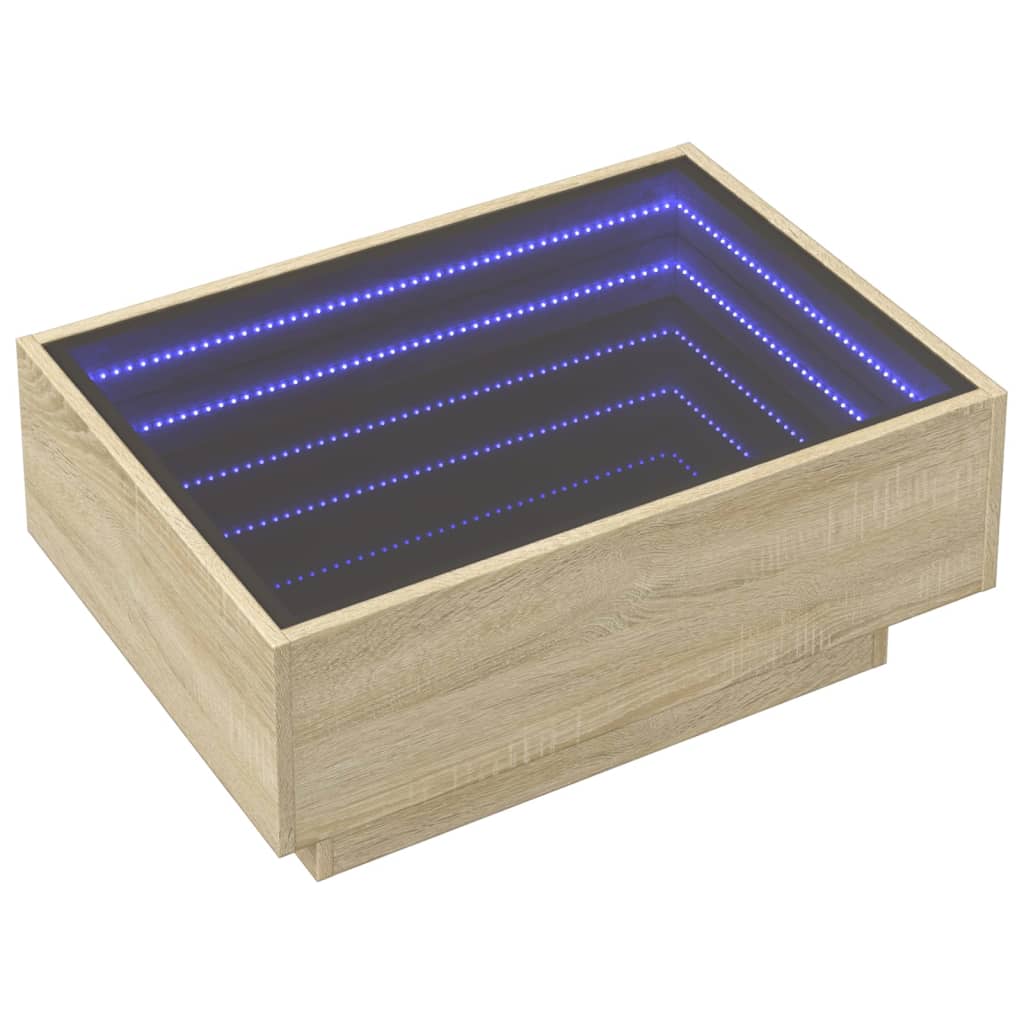 Mesa de centro y LED madera sintetizada Nexus roble Sonoma 70x50x30 cm - Vetonek