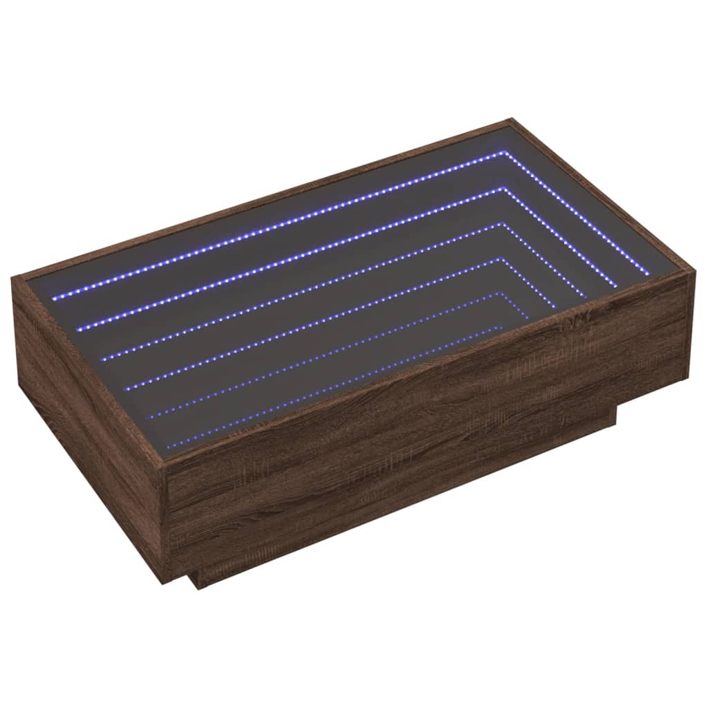 Mesa de centro y LED madera sintetizada Nexus marrón roble 90x50x30 cm - Vetonek