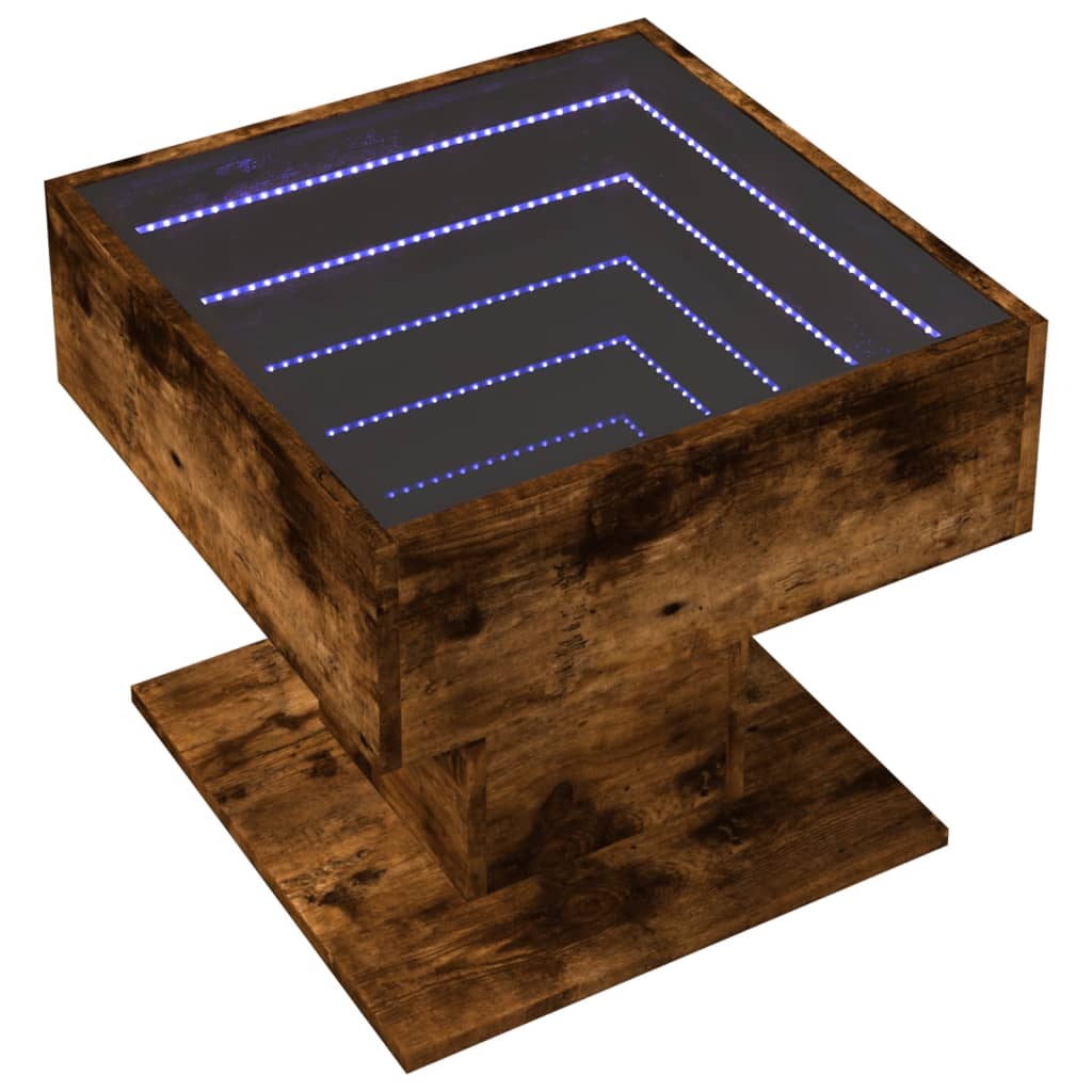 Mesa de centro y LED madera sintetizada Nexus roble ahumado 50x50x45cm - Vetonek