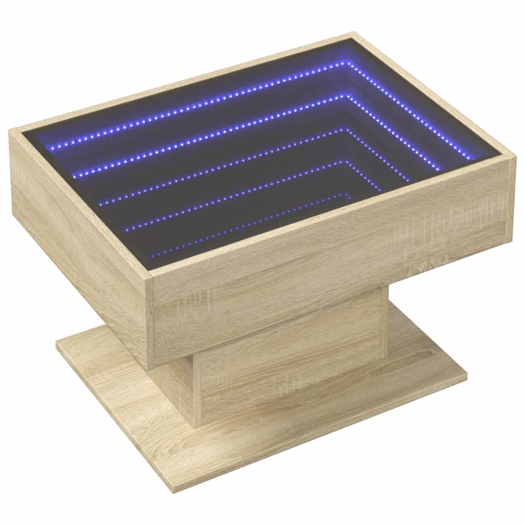 Mesa de centro y LED madera sintetizada Nexus roble Sonoma 70x50x45 cm - Vetonek