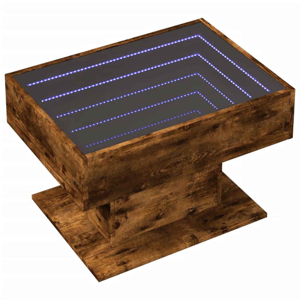 Mesa de centro y LED madera sintetizada Nexus roble ahumado 70x50x45cm - Vetonek