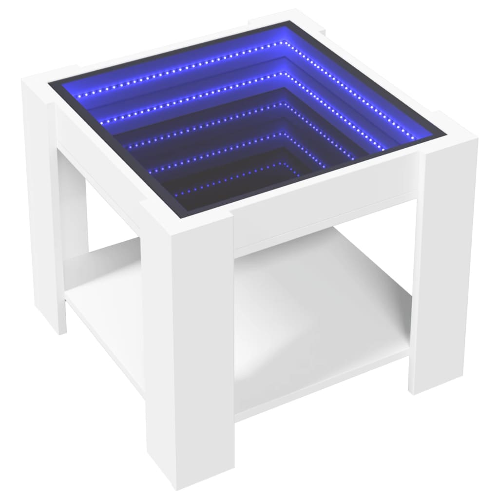 Mesa de centro con LED madera de ingeniería blanca 53x53x45 cm - Vetonek