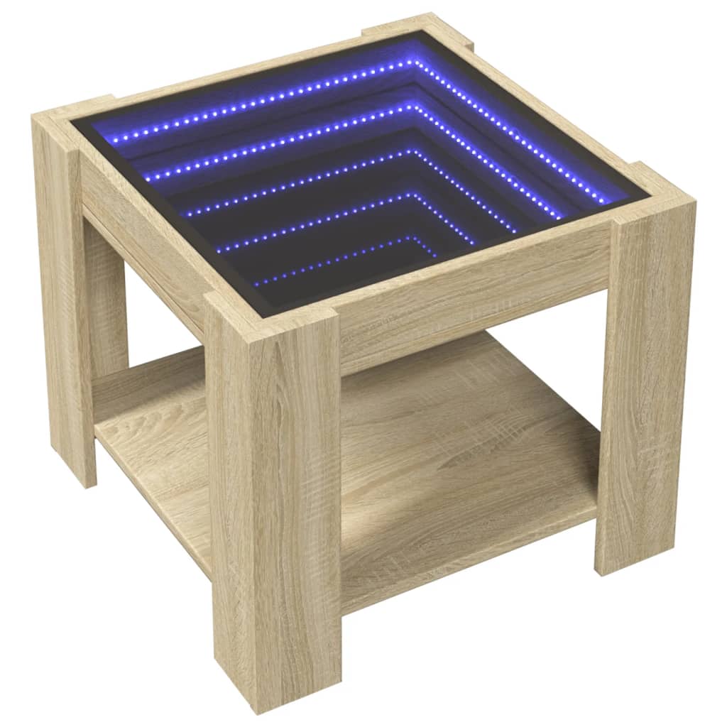 Mesa de centro y LED madera sintetizada Nexus roble Sonoma 53x53x45 cm - Vetonek