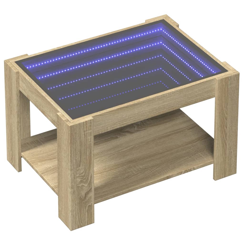 Mesa de centro y LED madera sintetizada Nexus roble Sonoma 73x53x45 cm - Vetonek