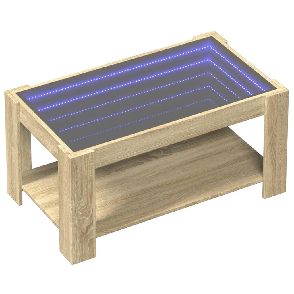 Mesa de centro y LED madera sintetizada Nexus roble Sonoma 93x53x45 cm - Vetonek