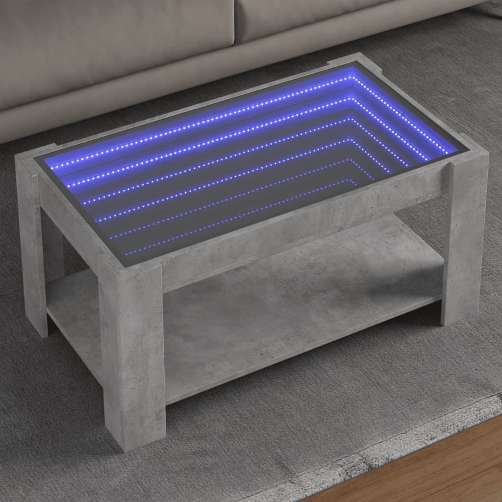 Vetonek Mesa de centro y LED madera ingeniería gris hormigón 93x53x45cm