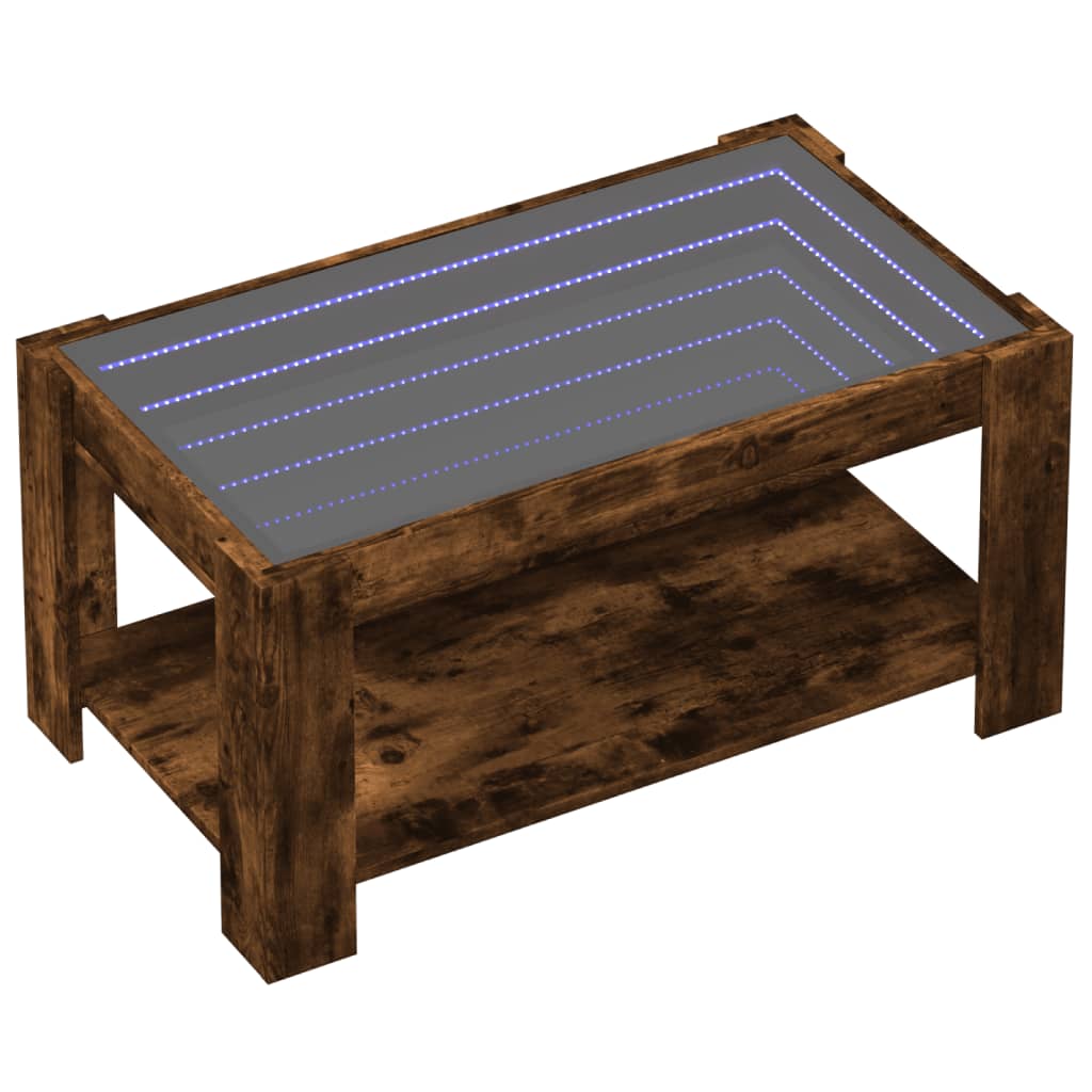 Mesa de centro y LED madera sintetizada Nexus roble ahumado 93x53x45cm - Vetonek