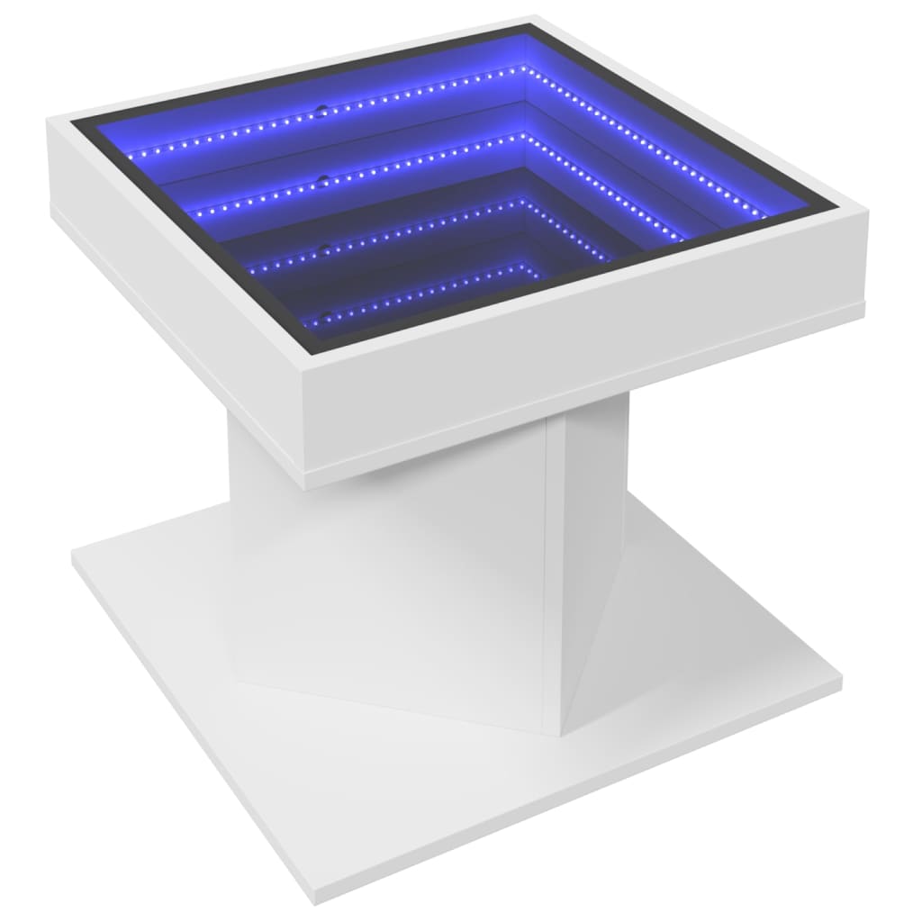 Mesa de centro con luz LED madera sintetizada Nexus blanca 50x50x45 cm - Vetonek