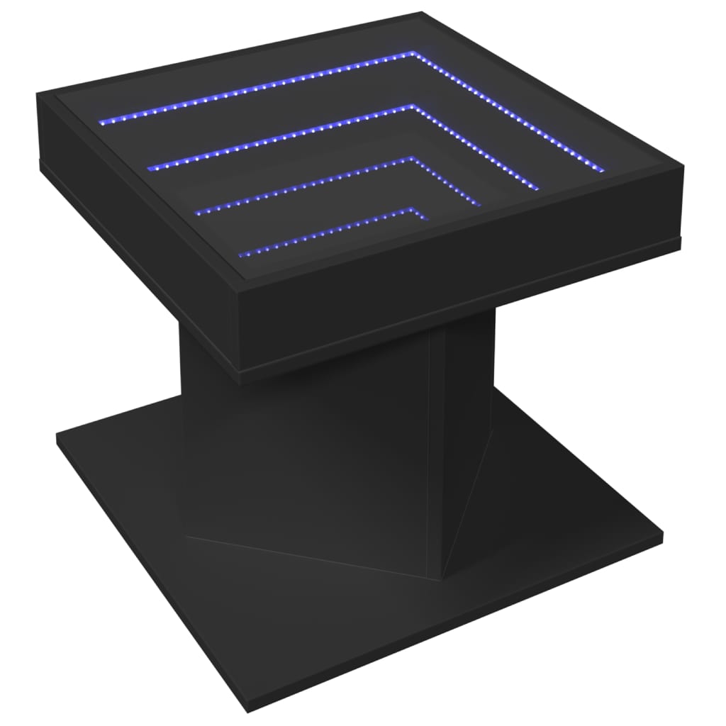 Mesa de centro con luz LED madera sintetizada Nexus negra 50x50x45 cm - Vetonek