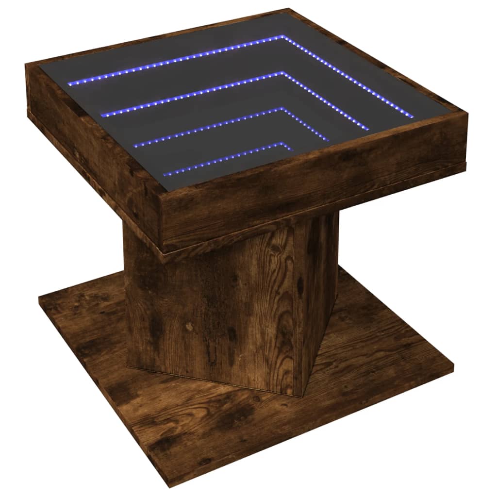 Mesa de centro y LED madera sintetizada Nexus roble ahumado 50x50x45cm - Vetonek