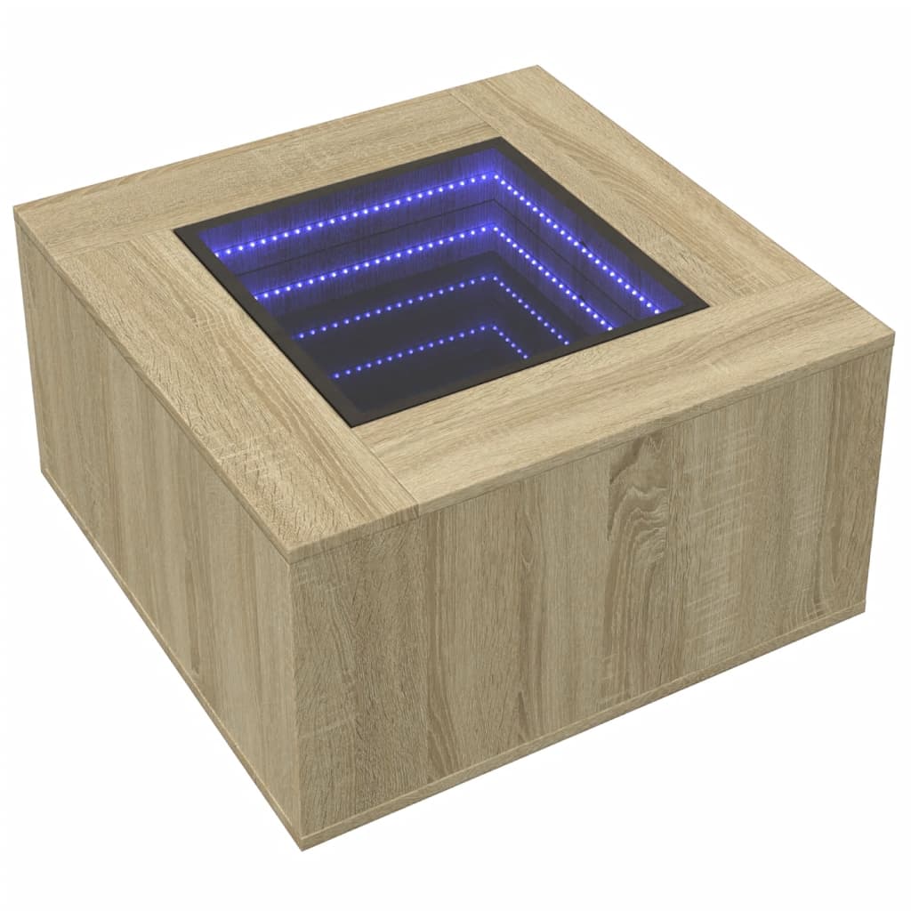 Mesa de centro y LED madera sintetizada Nexus roble Sonoma 60x60x40 cm - Vetonek