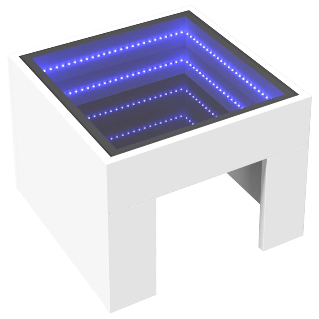 Mesa de centro con LED Infinity blanca 40x40x30 cm - Vetonek