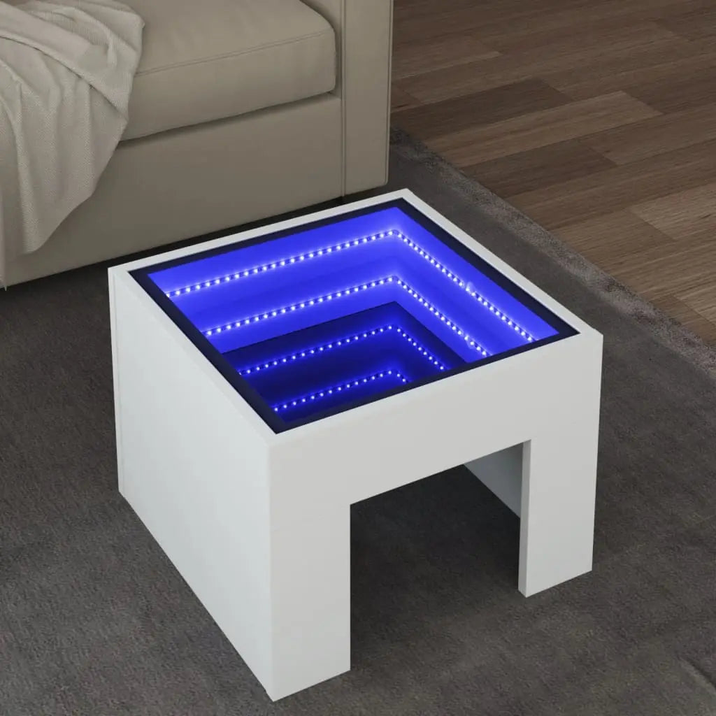 Vetonek Mesa de centro con LED Infinity blanca 40x40x30 cm