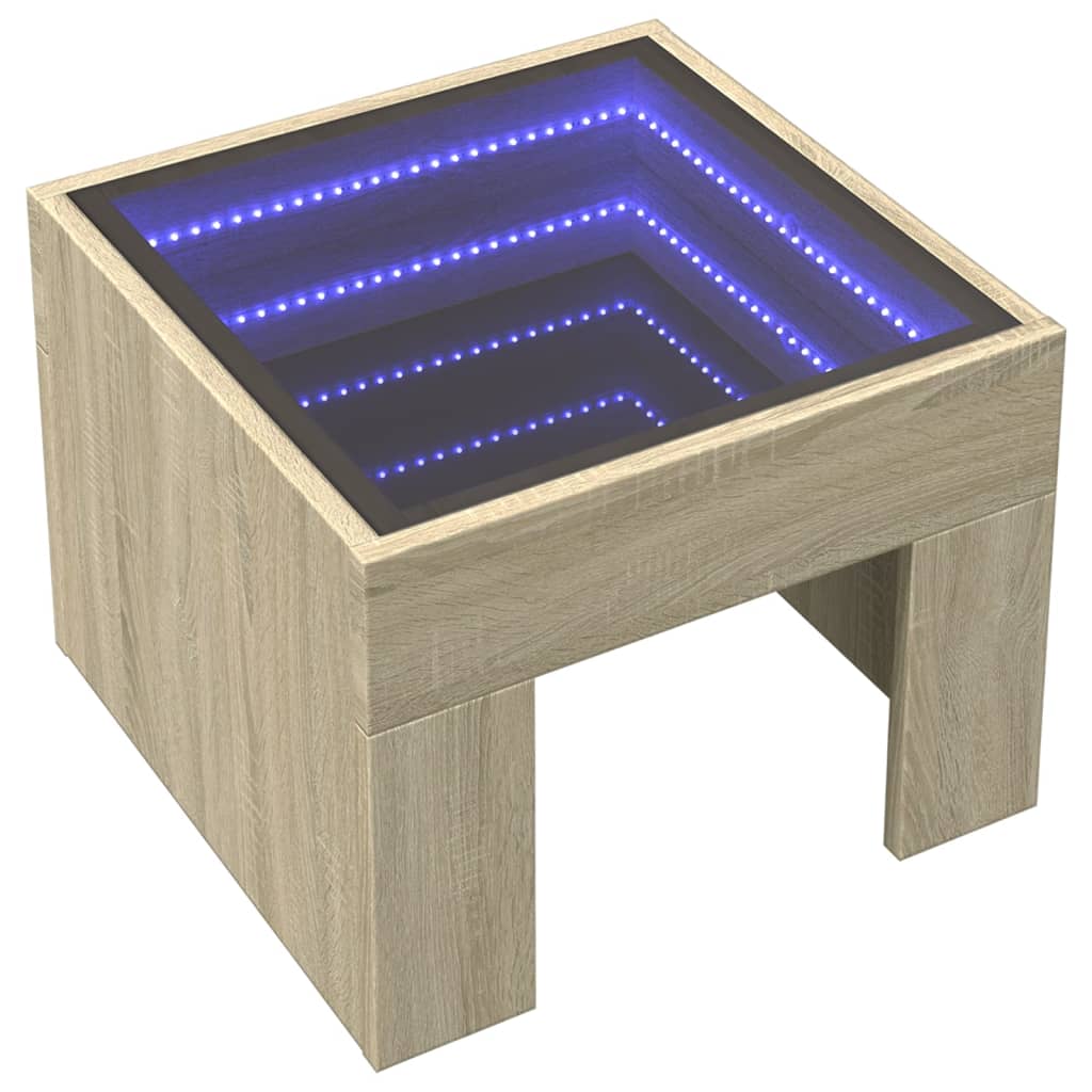 Mesa de centro con Infinity LED roble Sonoma 40x40x30 cm - Vetonek