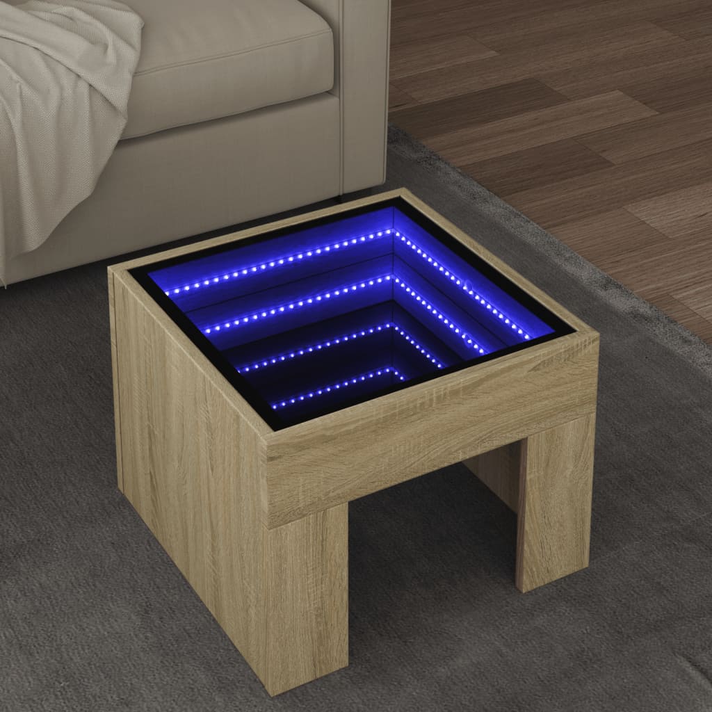 Vetonek Mesa de centro con Infinity LED roble Sonoma 40x40x30 cm