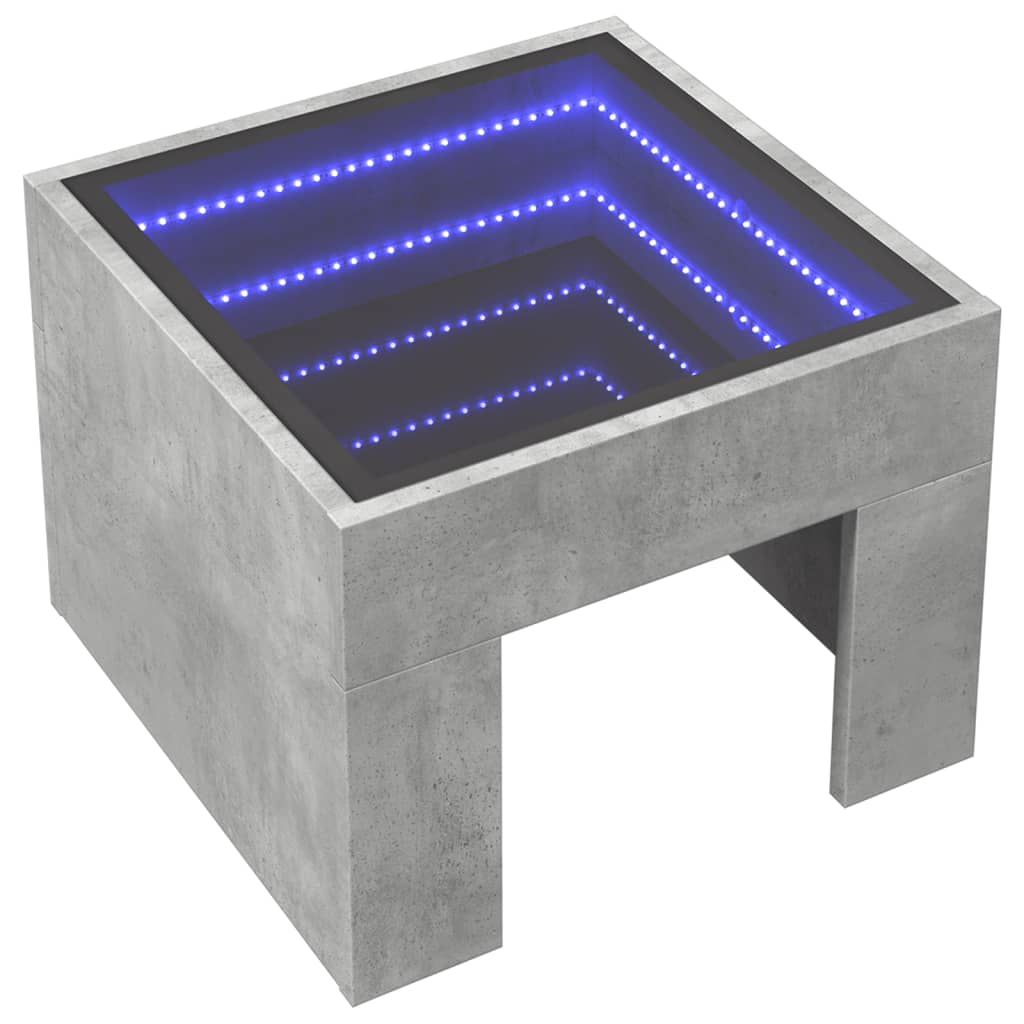 Mesa de centro con Infinity LED gris hormigón 40x40x30 cm - Vetonek