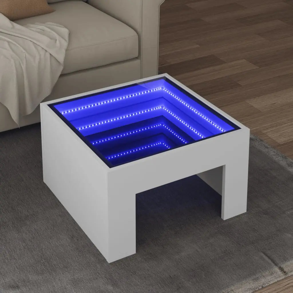 Vetonek Mesa de centro con Infinity LED blanco 50x50x30 cm