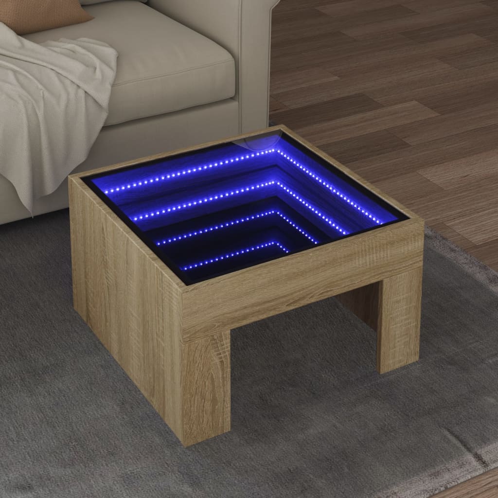 Vetonek Mesa de centro con Infinity LED roble Sonoma 50x50x30 cm