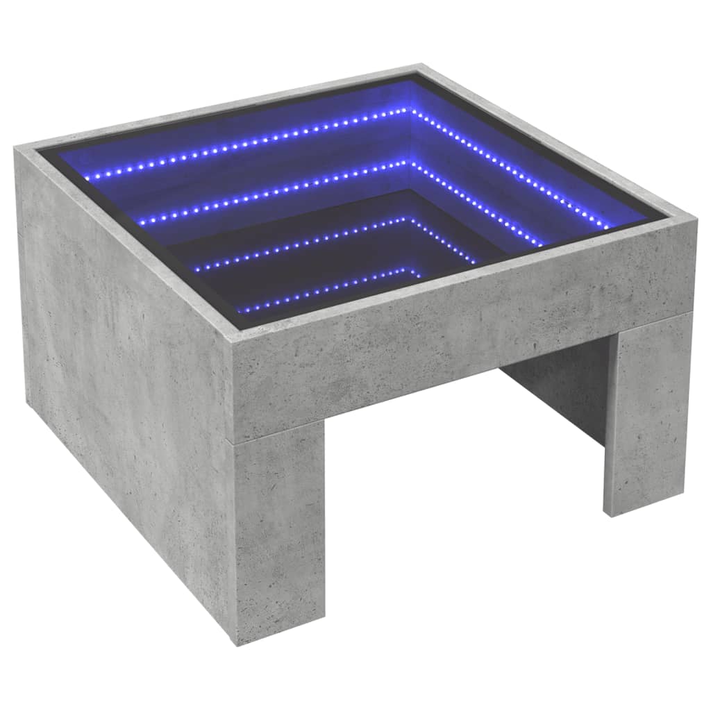 Mesa de centro con Infinity LED gris hormigón 50x50x30 cm - Vetonek