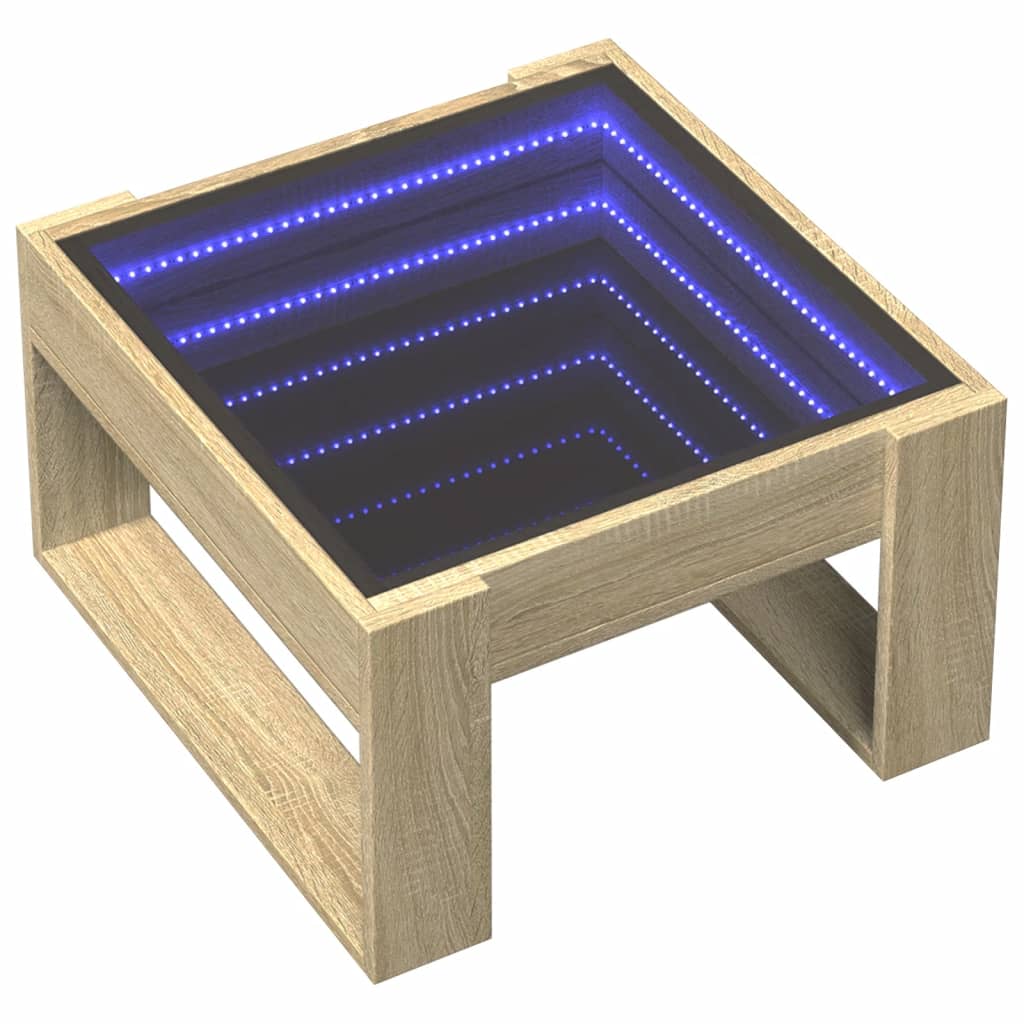 Mesa de centro con Infinity LED roble Sonoma 50x53x30 cm - Vetonek