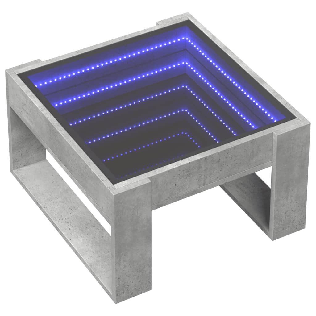 Mesa de centro con Infinity LED gris hormigón 50x53x30 cm - Vetonek