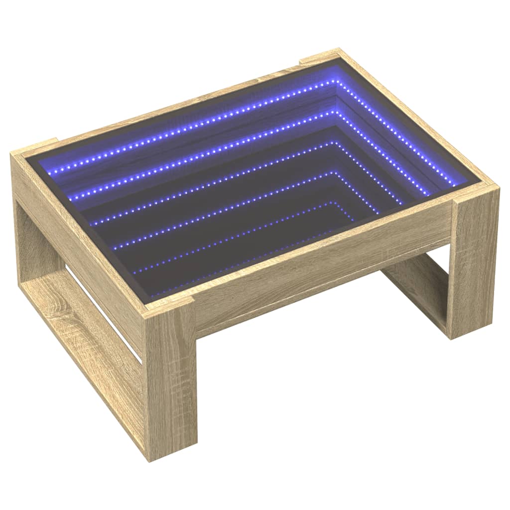 Mesa de centro con Infinity LED roble Sonoma 70x53x30 cm - Vetonek