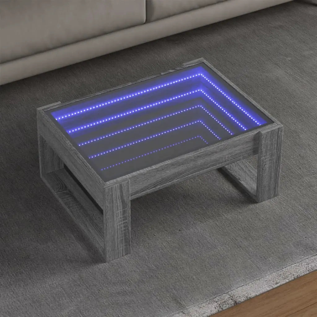 Vetonek Mesa de centro con Infinity LED gris Sonoma 70x53x30 cm