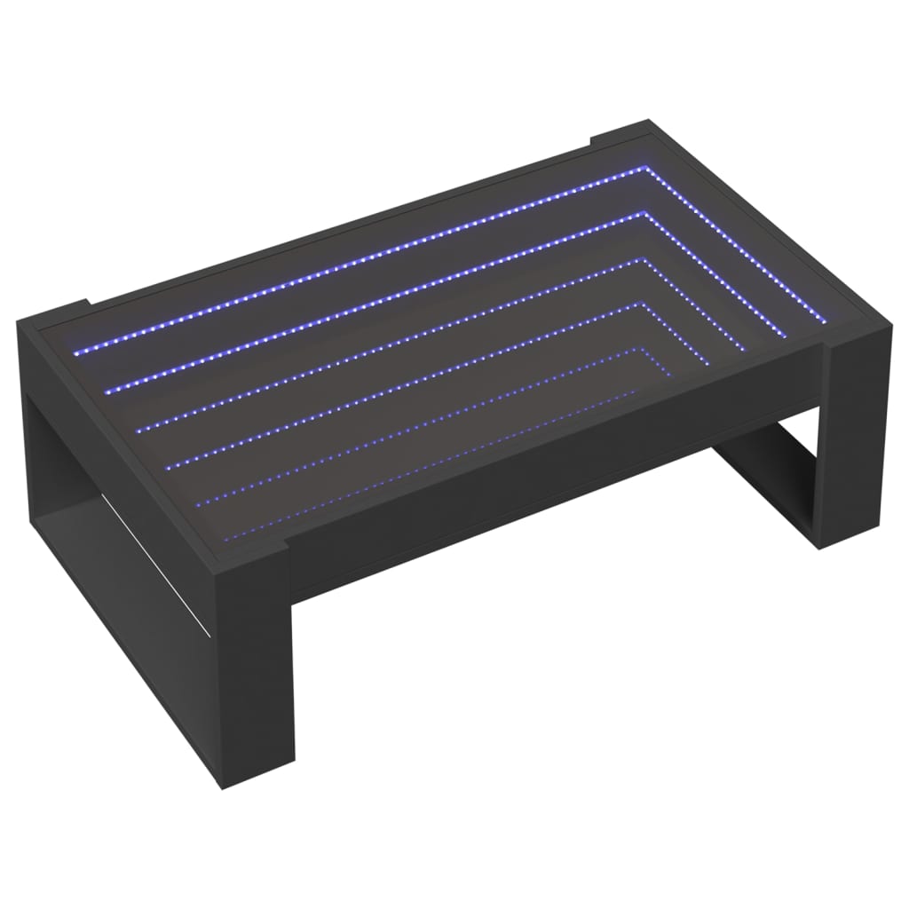 Tavolo centrale con LED a infinito nero 90x53x30 cm