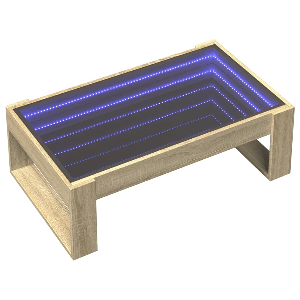 Mesa de centro con Infinity LED roble Sonoma 90x53x30 cm - Vetonek