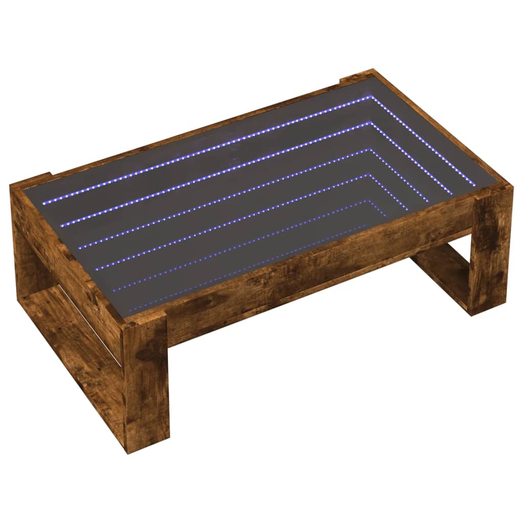 Mesa de centro con Infinity LED roble ahumado 90x53x30 cm - Vetonek