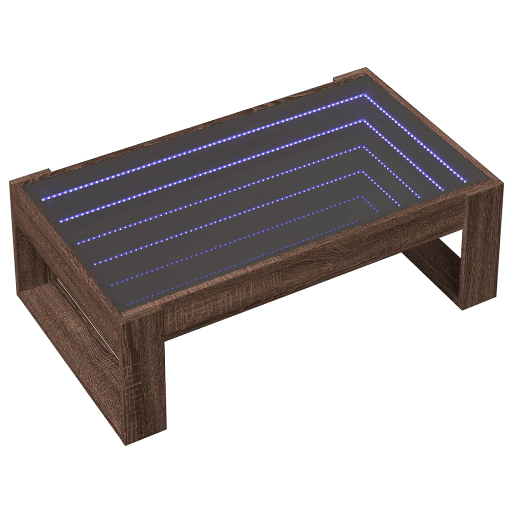 Mesa de centro con Infinity LED marrón roble 90x53x30 cm - Vetonek