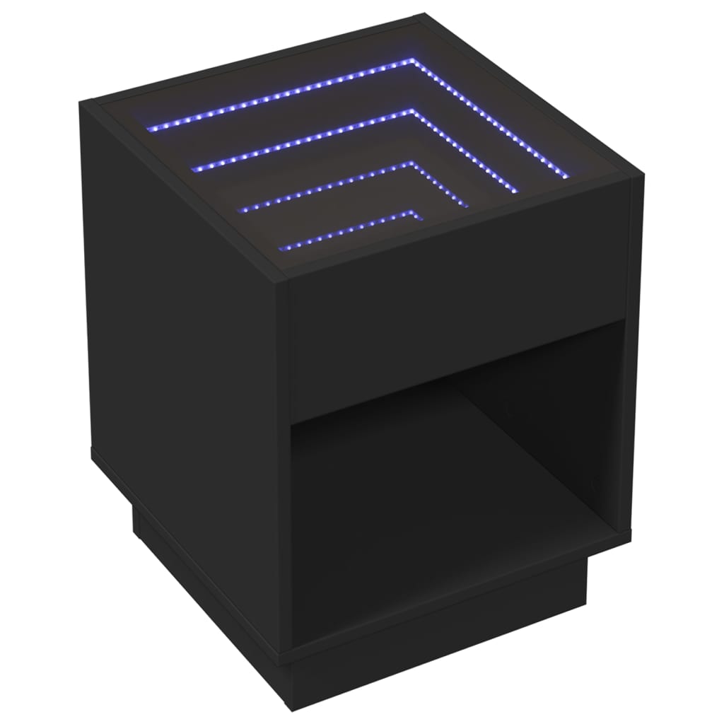 Mesa de centro con Infinity LED negro 40x40x50 cm - Vetonek